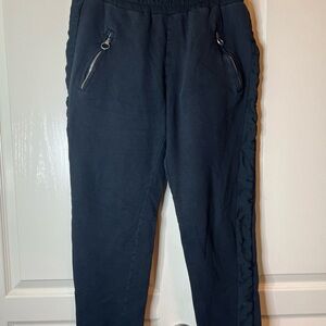All Saints Juno Black Trousers sweatpants with Side Ruffle Detail